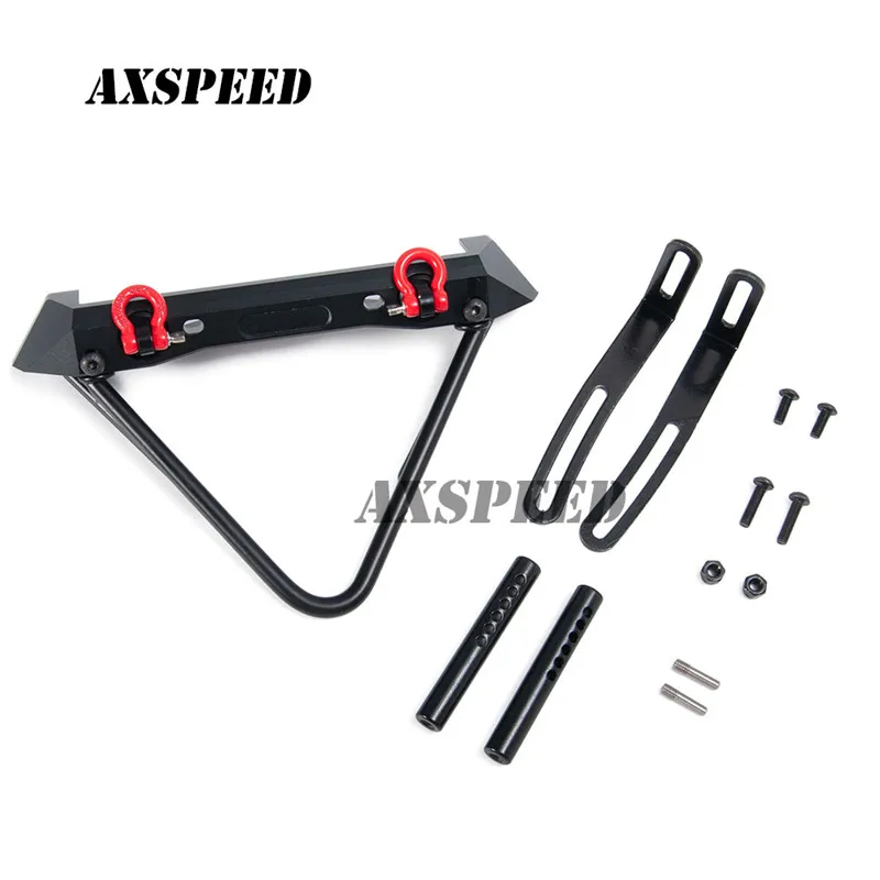 RC 1/10 Scale SCX10 Steel Front Bumper Bull Bar w/ Shackles For Axial SCX10  RC Crawler D90 Black
