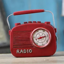 Retro artesanía de resina rojo Radio decoración Vintage decoración del hogar regalo de cumpleaños decoración del hogar adornos rojo Radio