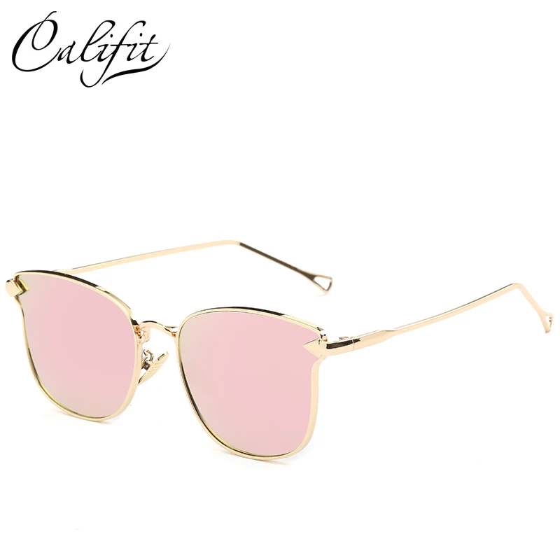 

CALIFIT Cat Eye Pink Mirror Sunglasses Women Brand Designer 2018 Lunette Sun Glassses For Women Fashion Oculos Shades Female New