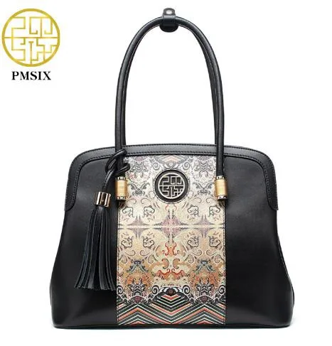 Pmsix винтажная женская сумка роскошного бренда клатч женские сумки-мессенджеры Сумка-тоут женские сумки новые модные кожаные сумки - Цвет: Black