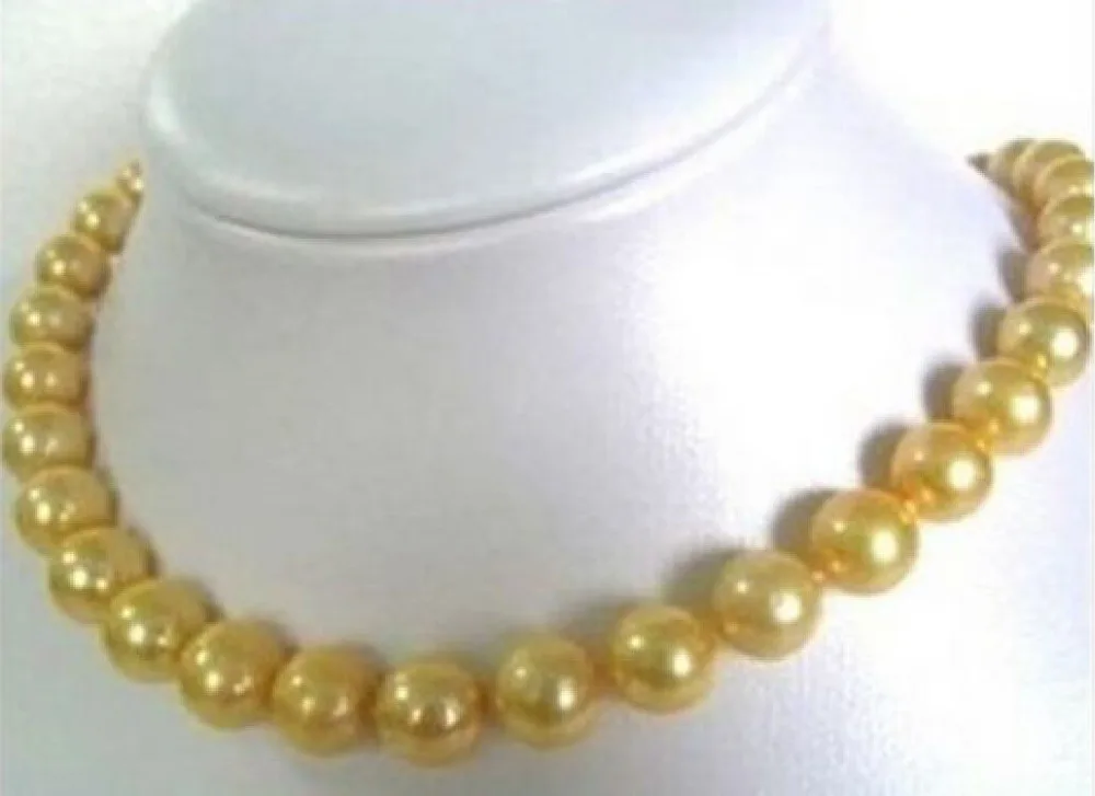 

fastCHARMING 17" SOUTH SEA NATURAL 11-12 MM GOLDEN PEARL NECKLACE 14KGP YELLOW CLASP