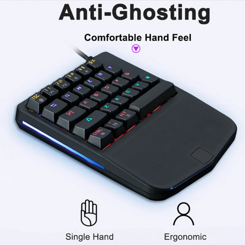 

Wired 28 Keys Mixed Multimedia Keys Light Ergonomic PC Single Hand Gaming Mechanical Keyboard HSJ-19