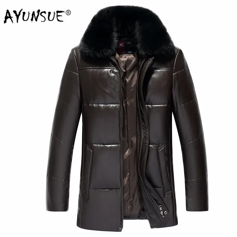 

AYUNSUE Genuine Leather Jacket Men Winter Down Jacket Men Sheepskin Coat Mink Fur Collar Chaqueta Cuero Hombre 81S18001 YY264
