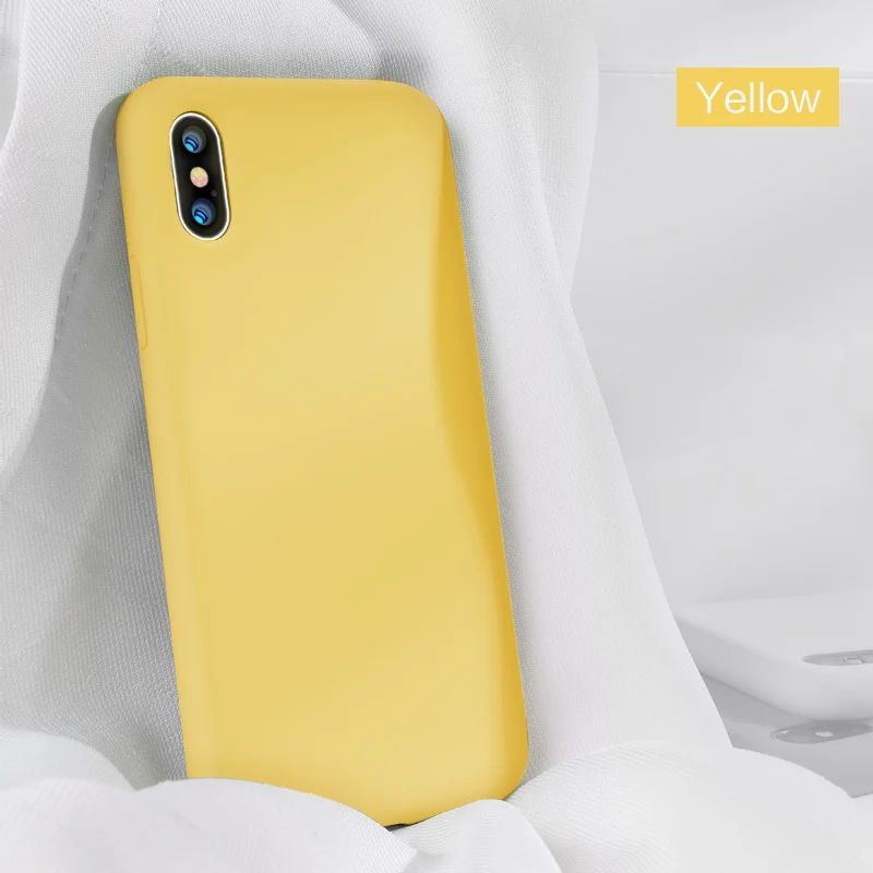 SmartDevil сплошной цвет силиконовый чехол для телефона для iphone 7 8 Plus XR X XS Max пары милый карамельный цвет мягкий простой модный чехол s - Цвет: Yellow