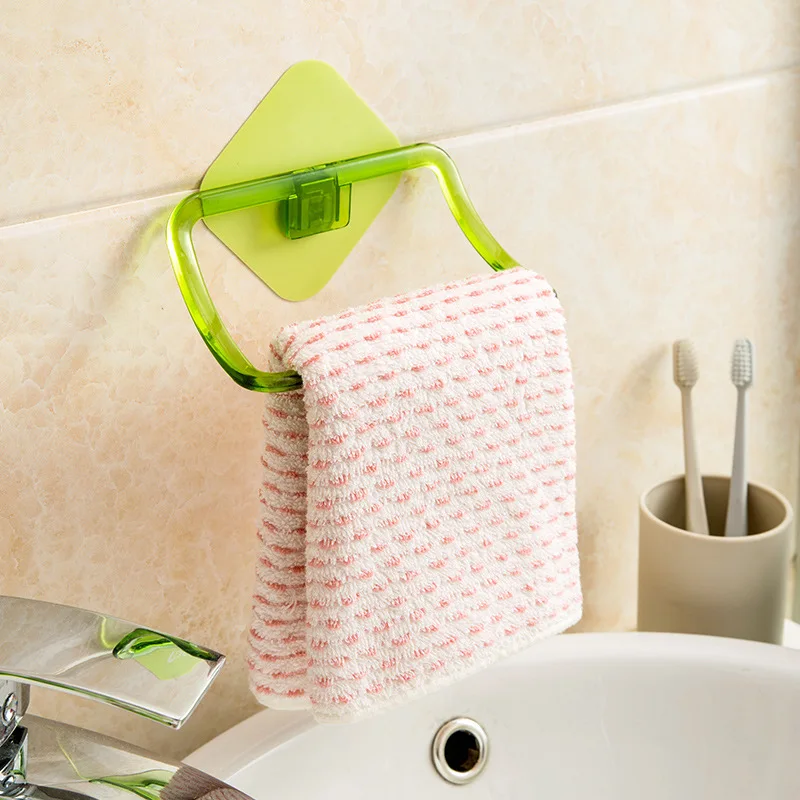 Home Plastic Self adhesive Towel Rack Bathroom shelf Towel holder