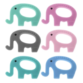 

BPA Free Silicone Teethers Cartoon Elephant Baby Teether Food Grade Silicone Pendant Teething Beads Newborn Chew Toy 6 Color