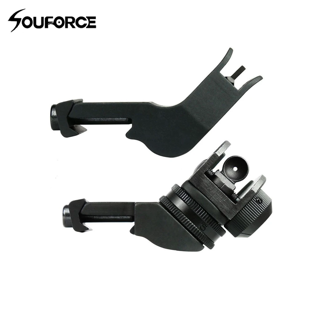 

1Pair High Quality US Front & Rear 45 Degree Offset BUIS Backup Iron Sight US Hunting Picatinny Rail