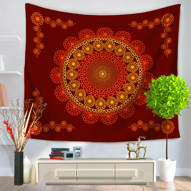 

Red Mandala Yoga Blanket Decorative Tapestries Bathroom Outdoor Tapestry Wall Hanging Sheet Picnic Cloth Home Decor Tablecloth
