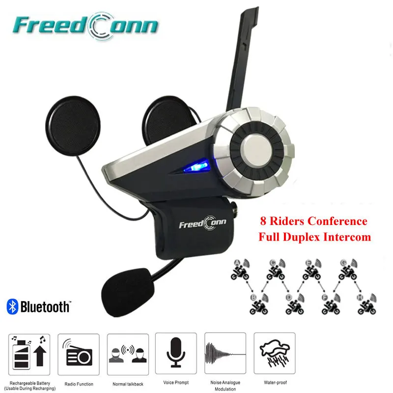 

Motorcycle Group Talk System 1500M 8 Riders BT Interphone Bluetooth Para Motocicleta Helmet Intercom Headset + FM Radio
