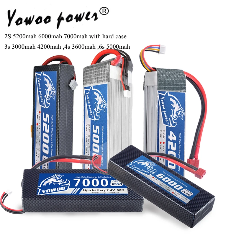 RC Lipo 2S 7,4 V 3S 11,1 V 4S 14,8 V 6S 22,2 V аккумулятор 3000mah 3600mah 4200mAh 5200mah 6000mah 7000mah T XT60 35C-60C для радиоуправляемого автомобиля