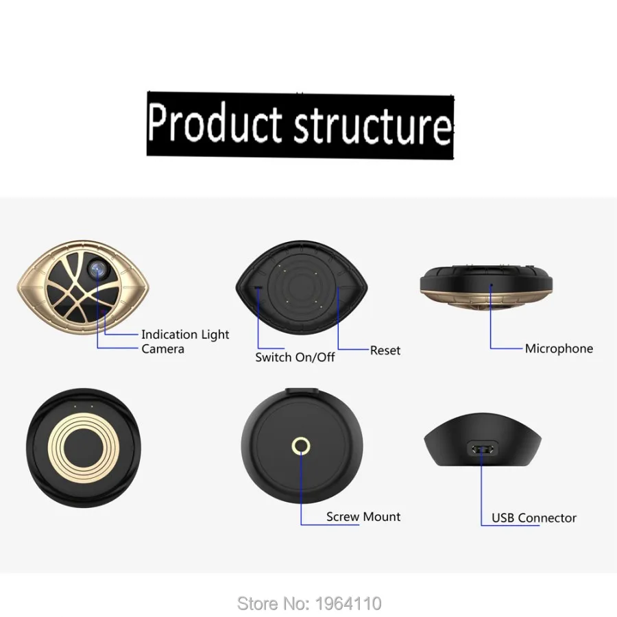 Super Mini Portable Magnetic WiFi Security DVR Camera Motion Detection & Magnetic Bracket Universal Installation structure