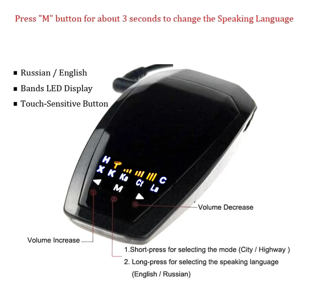 VicTsing Car Trucker Speed VB Radar Detector Voice Alert Warning Full Band Auto Speed Voice Alert Russian Radar Detector         (16)