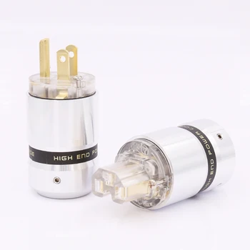 

One Pair Gold plated HiFi audioTransparent Schuko US Power plug connector