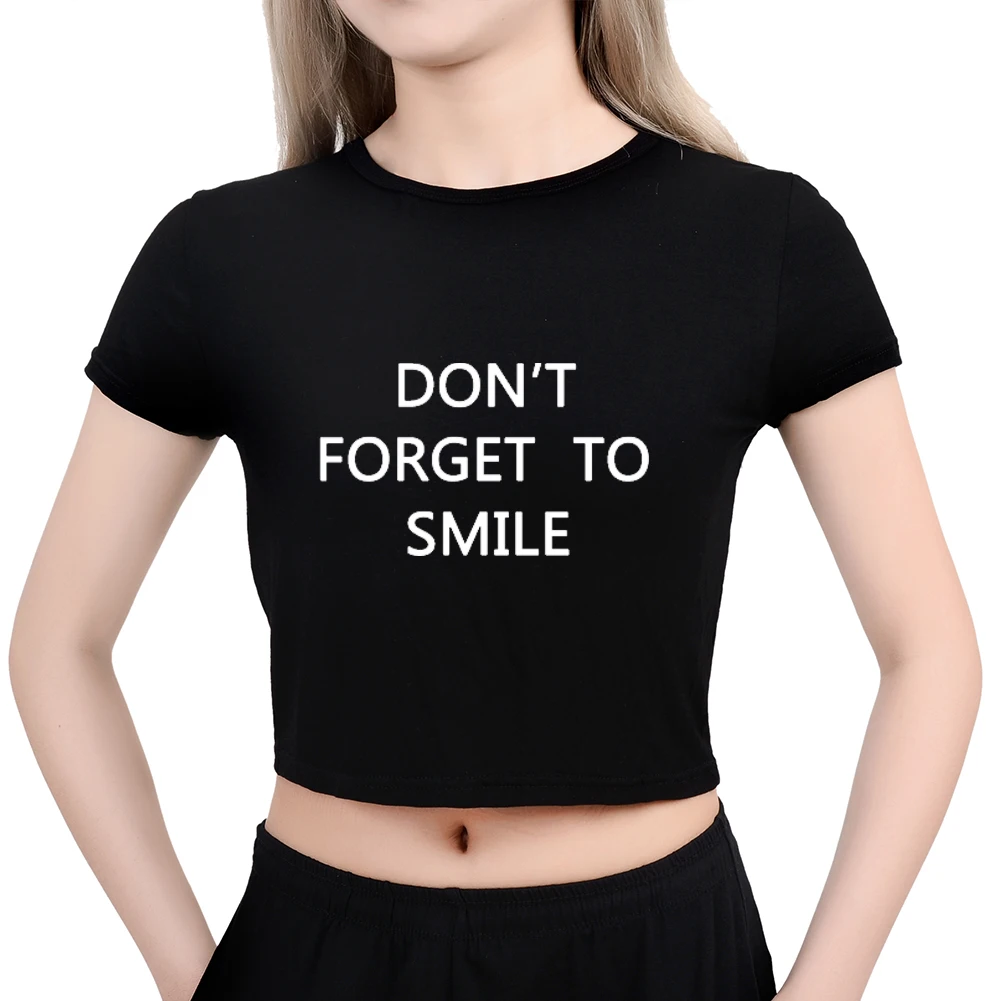 Fashion crop top women letter printed funny summer tops short sleeve t