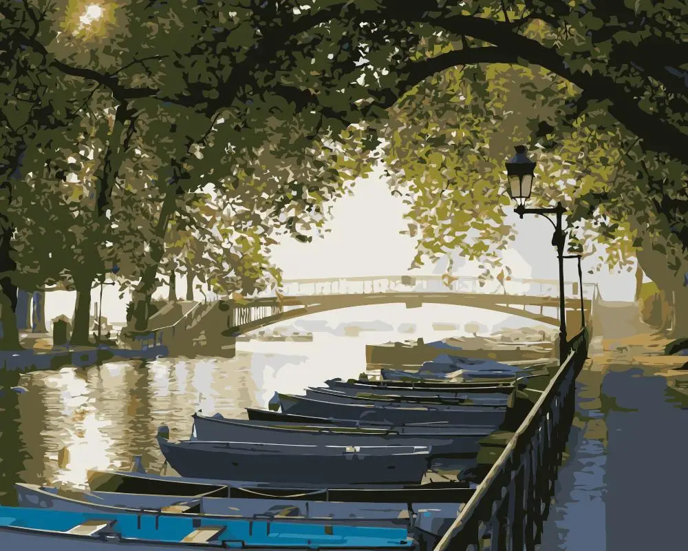 MaHuaf-j255 Boats along the Venice Canal painting by numbers landscape for living room wall 