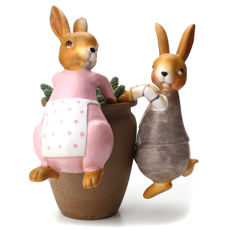 

Creative Cute Climbing Rabbit Bonsai Decorative Ornament Hang Outdoor Garden Flowerpot Fence Decor for Home Desk Decor