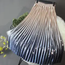 Градиентная шелковая бархатная юбка в складку Женская осенне-зимняя романтичная красивая юбка средней длины для девочек Студенческая Новая модная плиссированная юбка