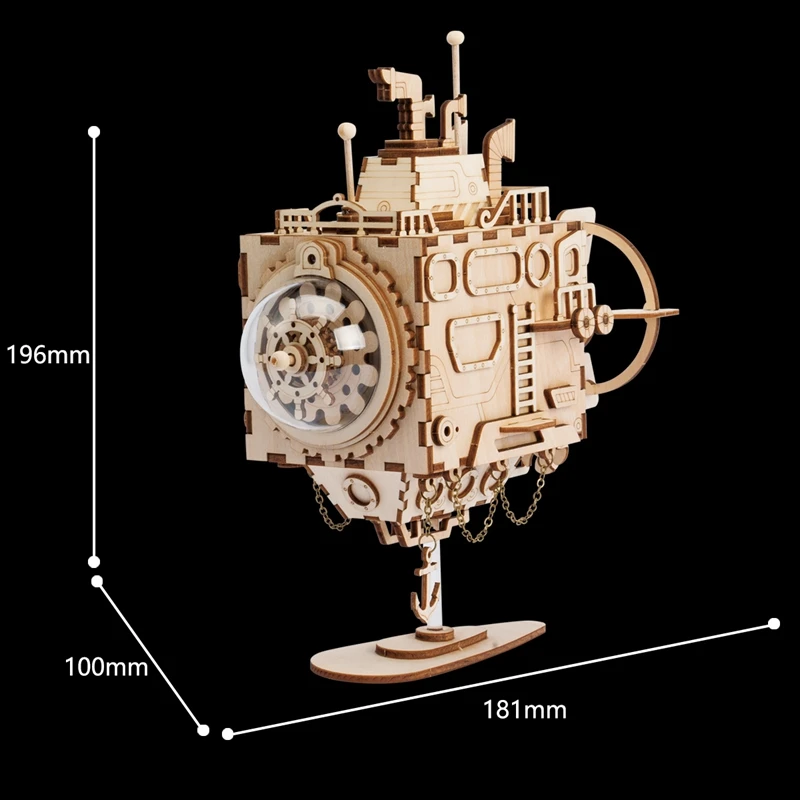 Robotime Сделай сам деревянный Заводной подвижный стимпанк музыкальная шкатулка украшение дома подарки для детей, муж. бойфренда AM