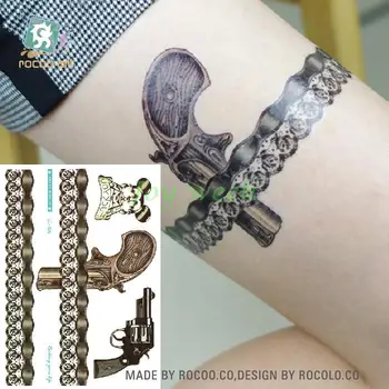 

Waterproof Temporary Tattoo Sticker gun pistol tatto sexy lace stocking flash tatoo fake tattoos for girl women
