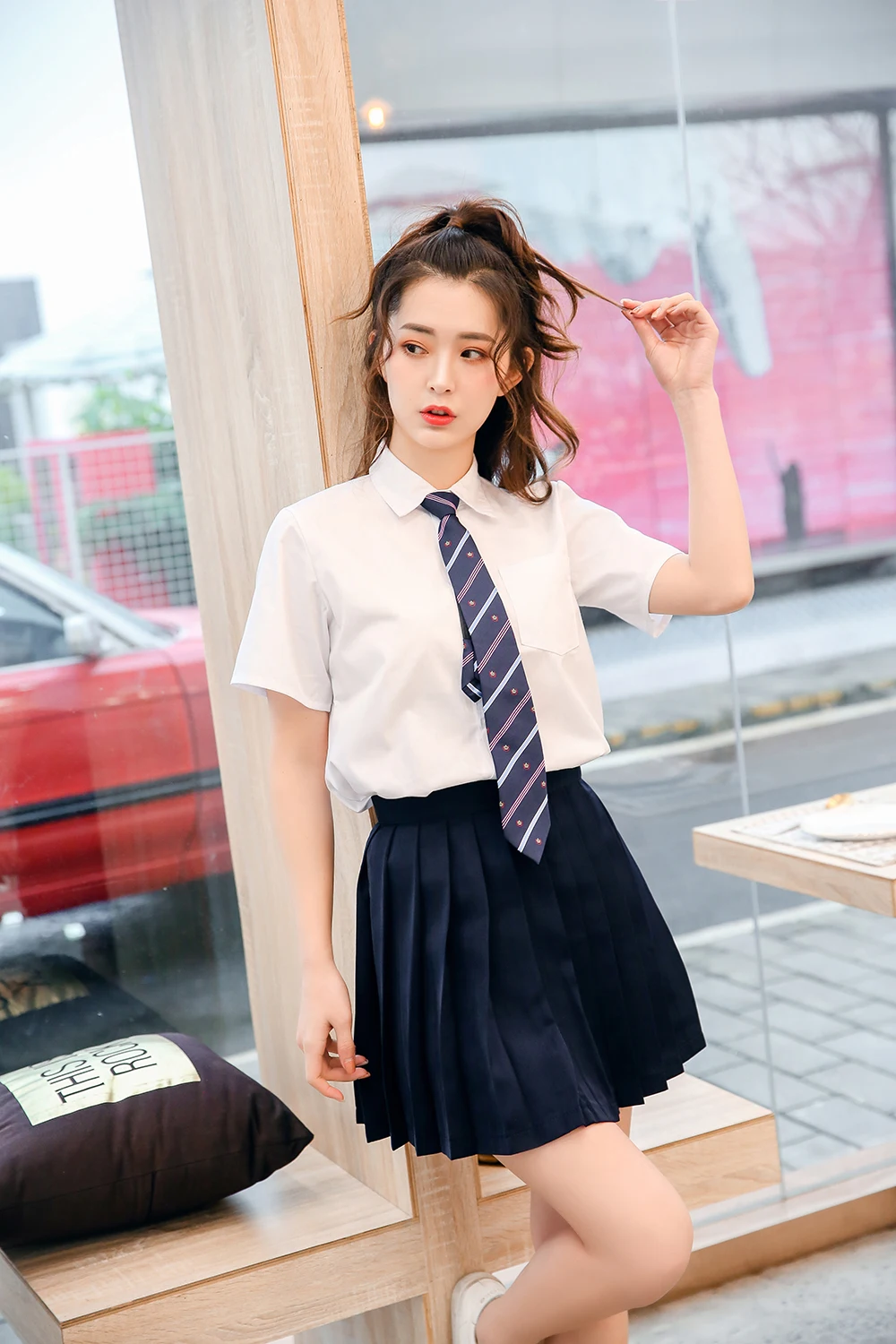 Японская школьная форма jk Матросская рубашка с длинными рукавами+ плиссированная юбка с высокой талией, набор студенческий костюм для колледжа белого цвета - Цвет: color12