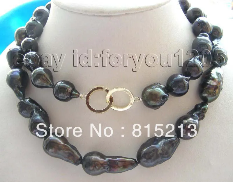 

ddh00597 34" Natural Black Reborn Keshi Pearl Necklace 14K!