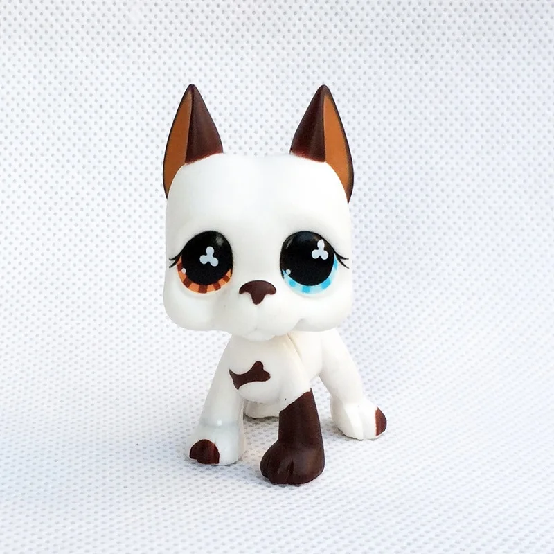 6cm LPS Rare toy little Cream white great dane dog yellow bule eyes animal pet shop