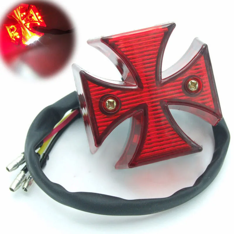 Mayitr Universal Motorcycle Mini LED Cross Brake Lamp License Plate Light Motorbike Rear Tail Light For Dirt Bike Chopper
