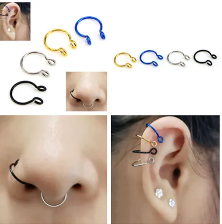 

4pcs/Set Multifunctional Stainless Steel Twist Circle Nose Ring Lip Tragus Piercing Daith Earrings Body Jewelry