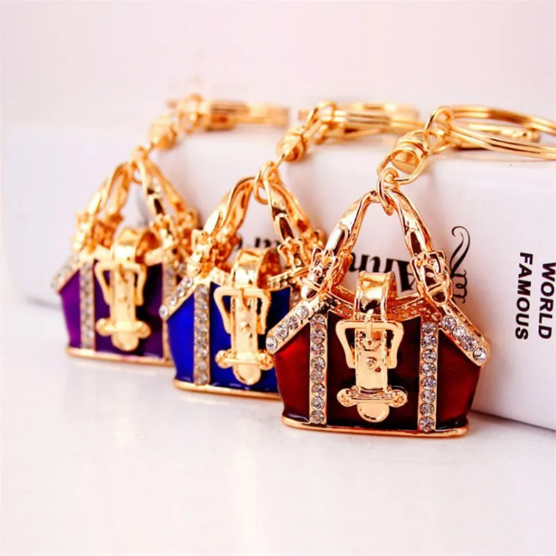 

Creative Handbag Key Chains Fashion Keychains Women Bag Charm Car Keyring Pendant Metal Key Ring Holder Wedding Gifts 3 Colors