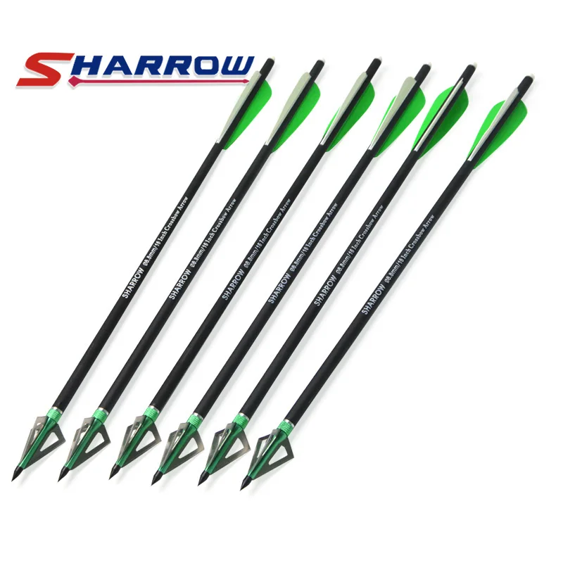 

6/12pcs Archery mix Carbon Crossbow Arrows 16Inch Replaceable Blade Bowhead Grain Point Tip Target Hunting Accessory