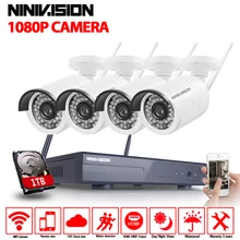 NINIVISION 2.0MP FULL HD камера видеонаблюдения с Wifi система Комплект 4CH Беспроводной NVR комплект 1080 P Wifi Беспроводная ip-камера видеонаблюдения 1 T