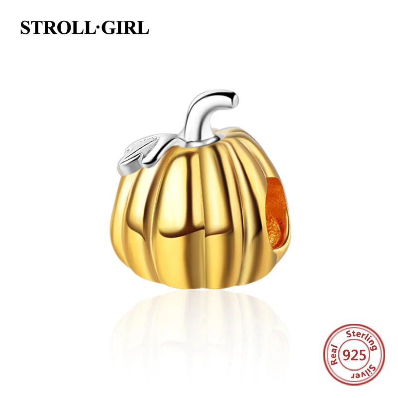 StrollGirl, серебро 925 пробы, Золотая Тыква, подвески, бусины, подходят к оригинальному браслету Pandora, модное ювелирное изделие для женщин, подарок