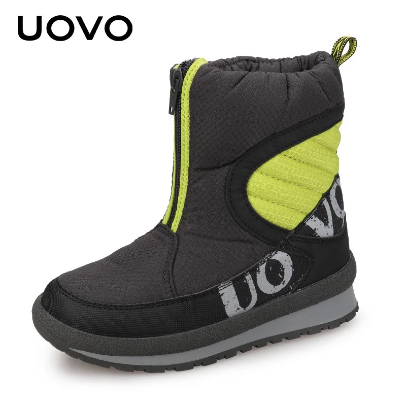 Uovo/зимняя детская обувь для девочек и мальчиков; брендовые камуфляжные зимние ботинки с защитой от холода; Размеры 30-38; детская обувь на нескользящей платформе - Цвет: Grey