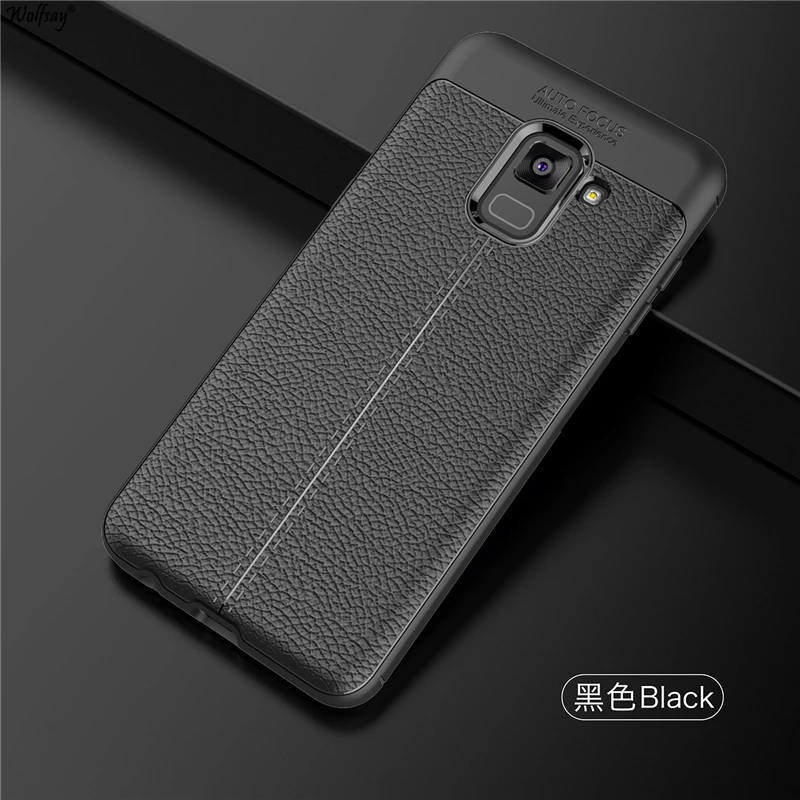 

Wolfsay Soft TPU Case for Samsung Galaxy A8 2018 Case Leather Texture Silicone For Phone Cover Samsung Galaxy A8 2018 Coque A530