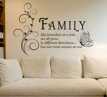 

Family Like Branches Quotes Butterfly Vinyl Wall Art Sticker Flower Decals Mural Removable Poster for Living Room Home Decor