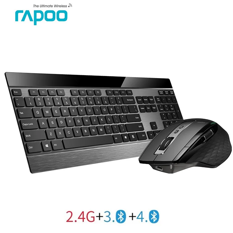 Rapoo inalámbrico Multi-modo Metal delgado teclado y ratón láser recargable Combo Bluetooth 30/40 y
