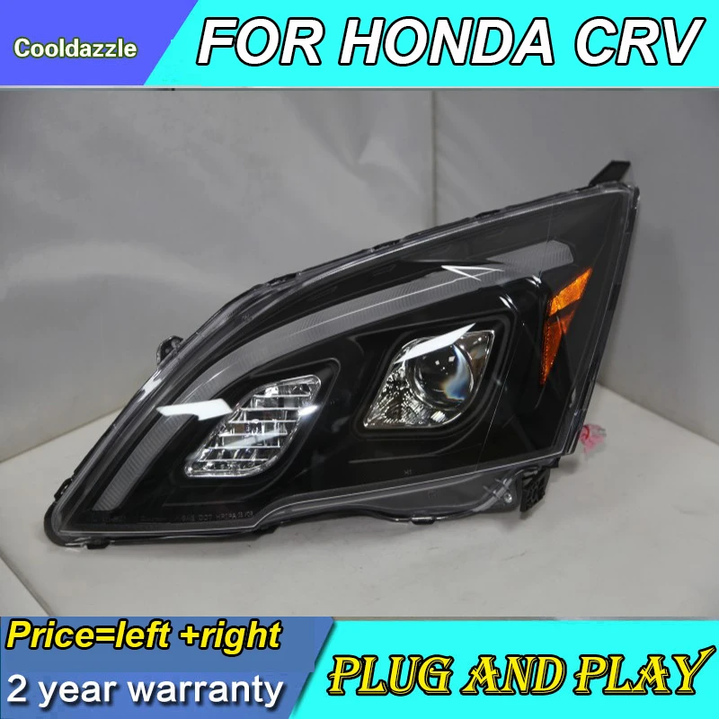 Для CRV светодиодный головной светильник "ангельские глазки" для HONDA 2007 2008 2009 2010 2011 года CR-V передние лампы с дневными ходовыми огнями