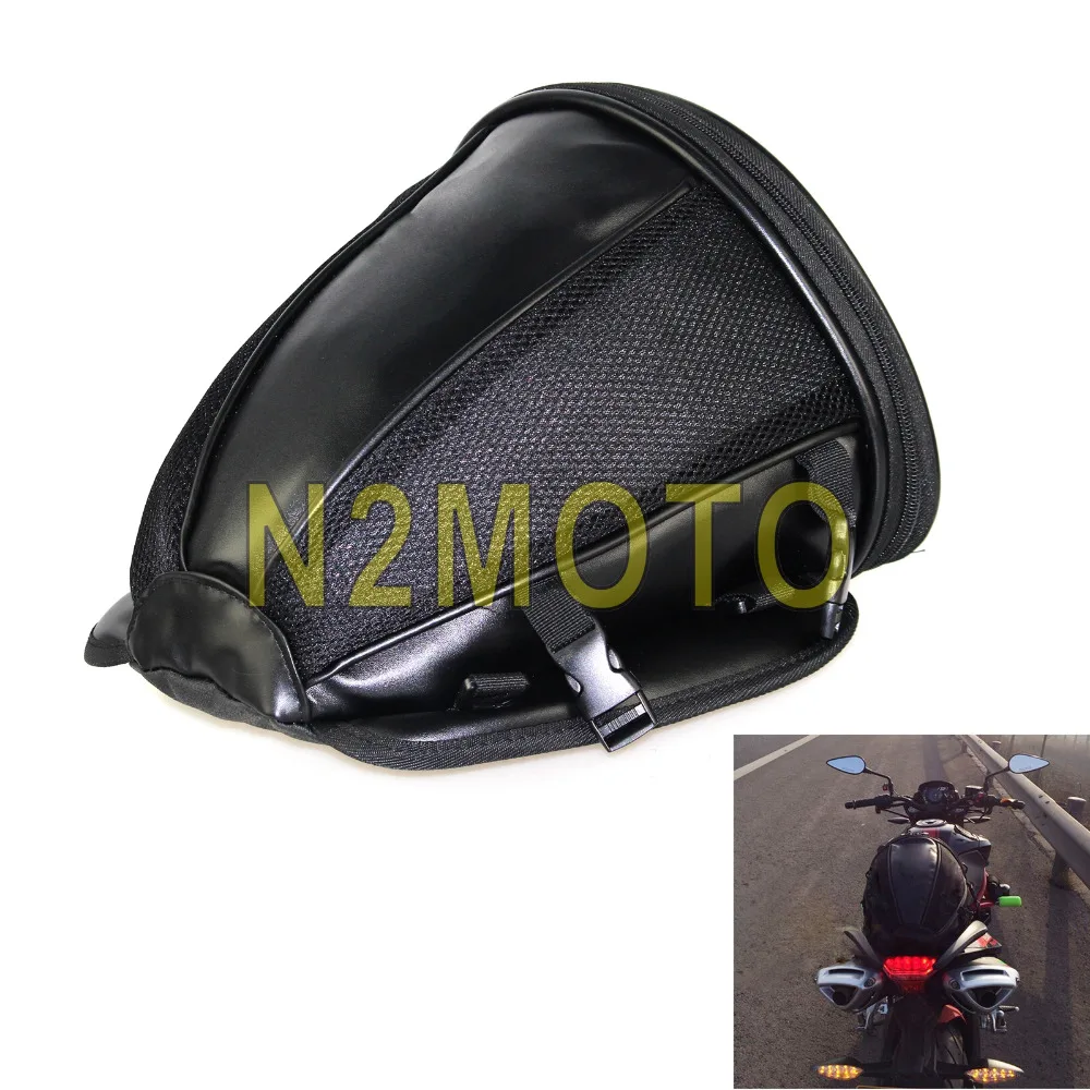 Black Motorcycle Rear Seat Bag Retro Tail Pack Luggage Saddle Bag for