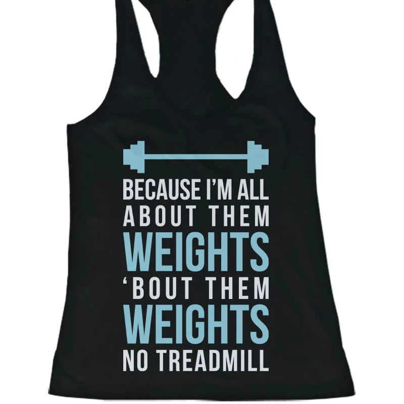 Women's Funny Graphic Statement Tank Top - All About Weights No Treadmill Blue