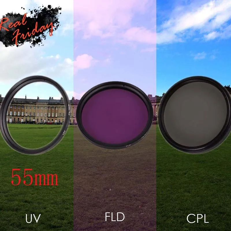 

55mm UV CPL polarizer filter FLD Lens Filter Kit for Nikon D5600 D5500 D5300 D5100 D3400 D7500 D750 AF-P 18-55mm Camera Filters