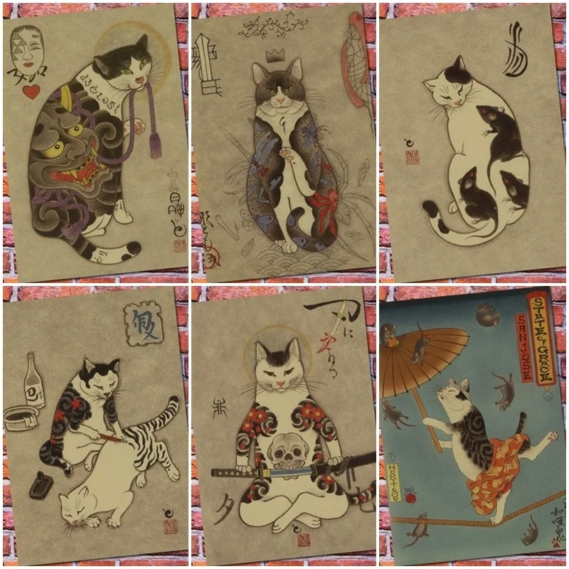 

Japanese retro cat cute poster