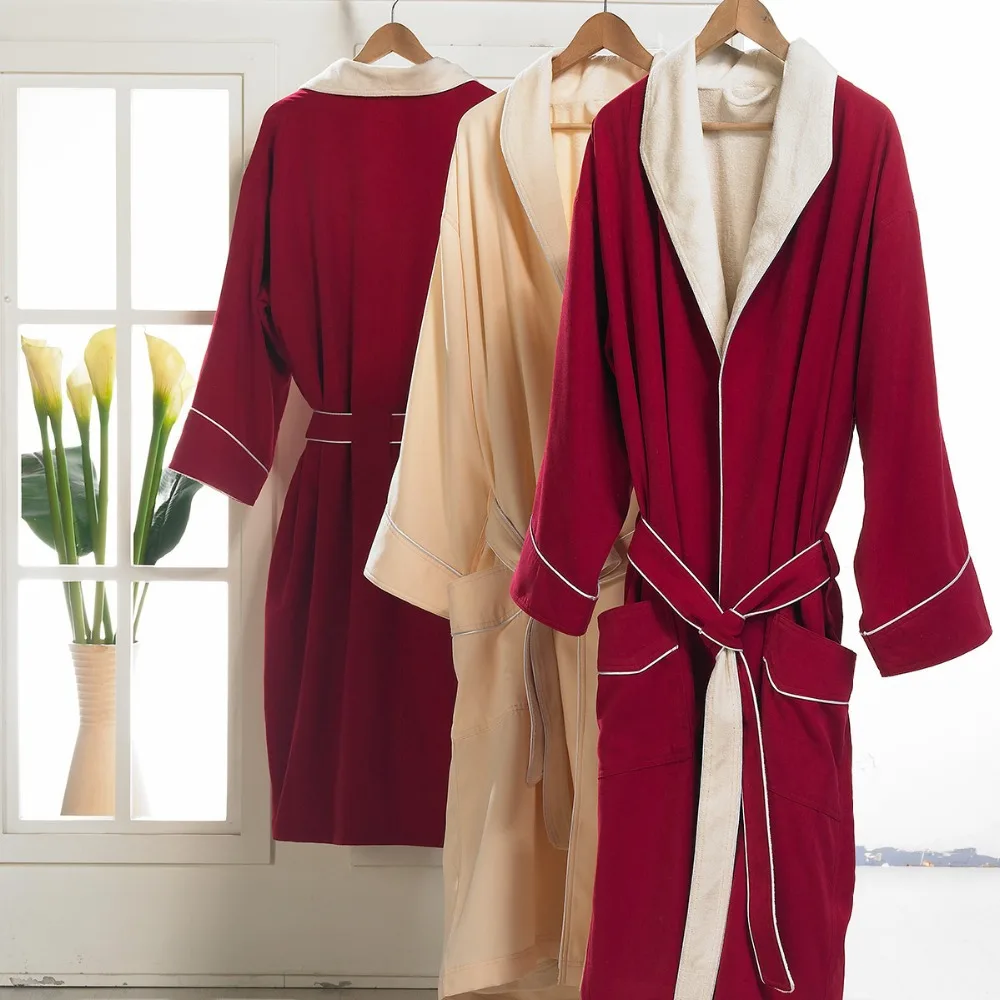 luxury brand nightgown cotton winter bathrobe for men and women