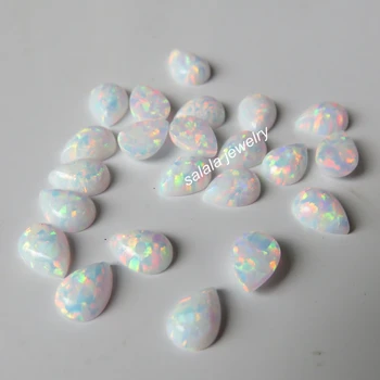 

50pcs /lot OP17 White 5x7mm Pear Cabochon Opal Synthetic pear cabochon Opal , cherry red Pear Cabochon Opal Stone