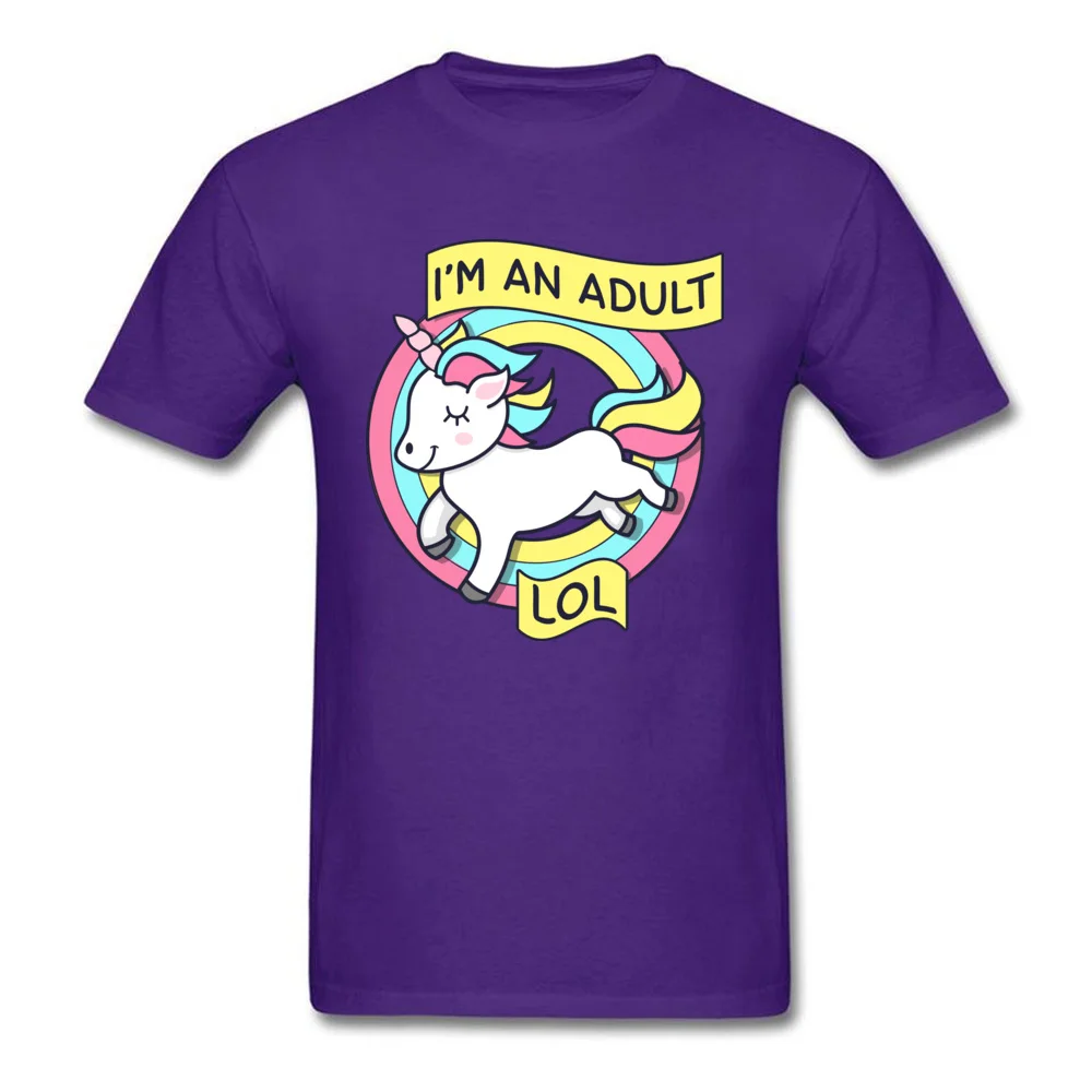 Unicorn Im An Adult Top T-shirts Newest Short Sleeve Geek Pure Cotton Crewneck Men Tops Shirts Comics Tee-Shirts Summer Unicorn Im An Adult purple