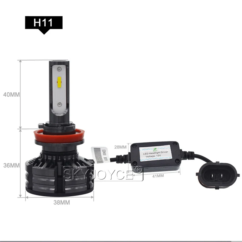SKYJOYCE 1 Set Car Light H11 LED Headlight H4 LED Bulbs With CSP Chips 50W 9000LM 6000K White Mini T6 Auto Headlamp Fog Light (4)