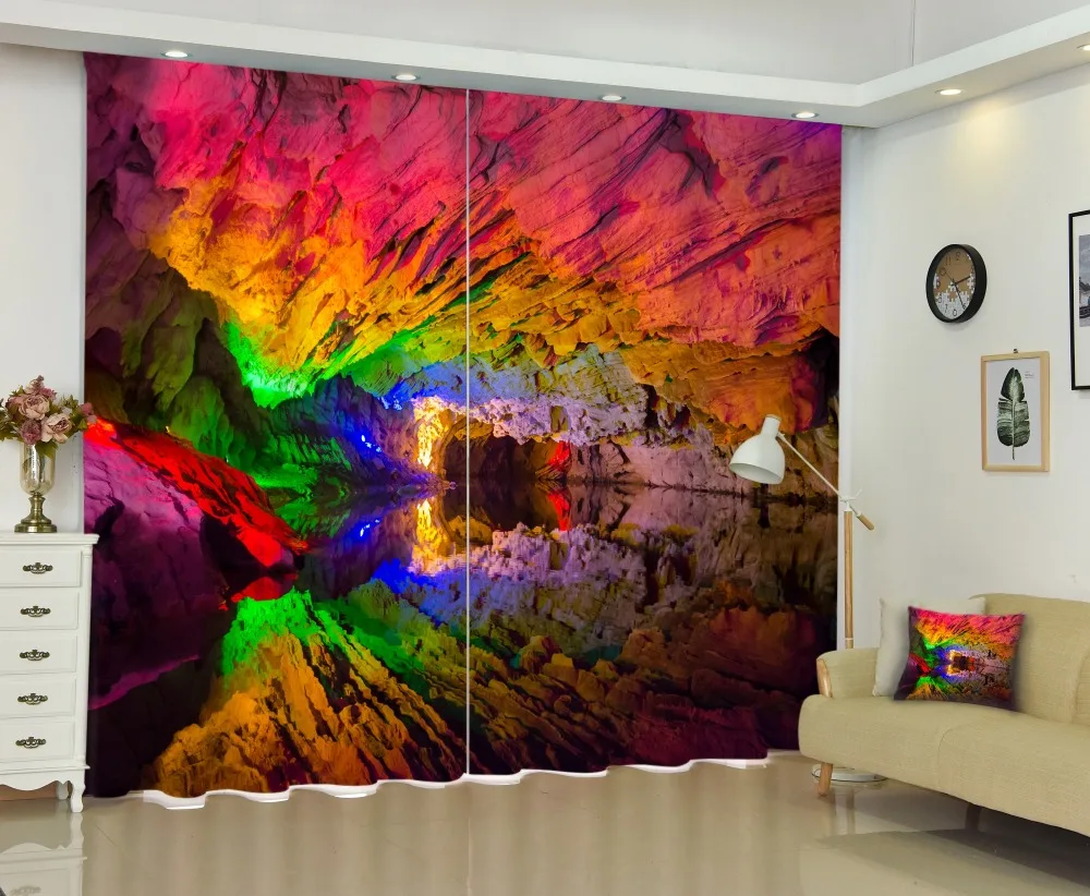 

Color cave personality design 3D personality printing blackout curtains, screens