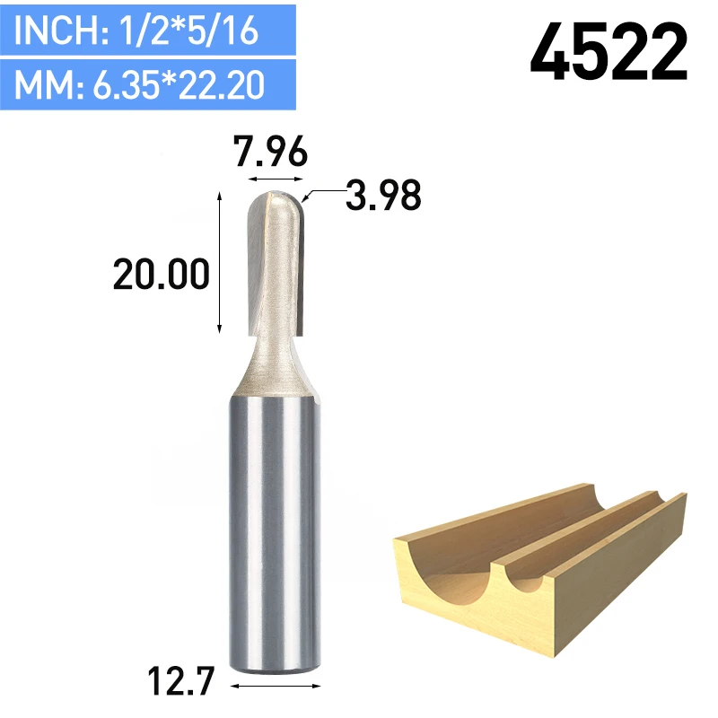 HUHAO 1 шт. 1/" 1/2" хвостовик круглый нос фрезы коробка для деревообработки Резак карбида вольфрама фрезы для дерева Концевая мельница - Длина режущей кромки: 4522