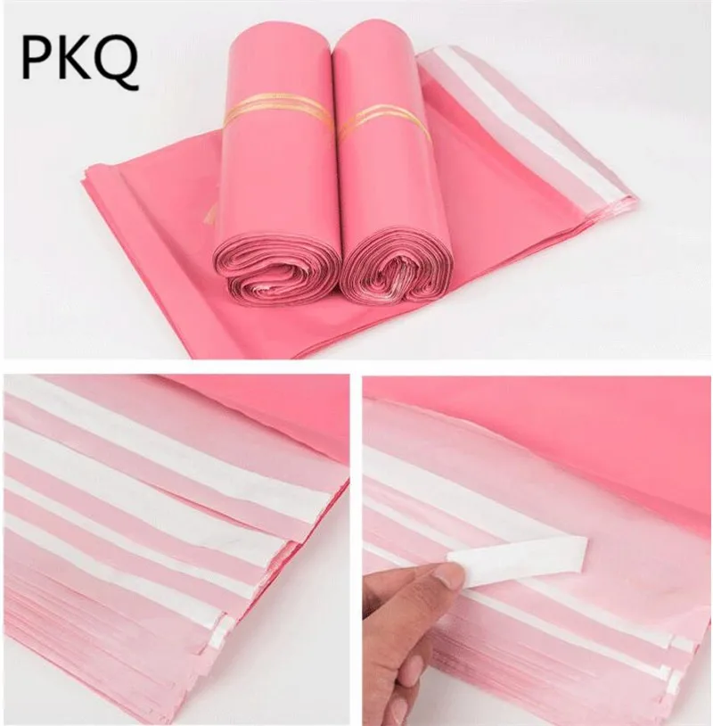100 шт/партия 10 Размер s маленький большой размер многофункциональные розовые цвета Экспресс-пластиковые пакеты самоклеящаяся Печать PE почтовый конверт
