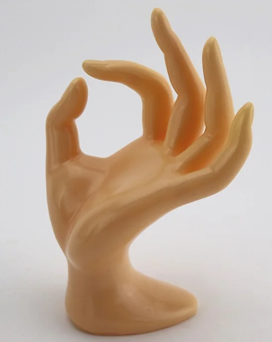

CAMMITEVER Yellow Skin Color Mannequin Hand Finger Model OK Design Jewelry Ring Bracelet Necklace Chain Display Stand