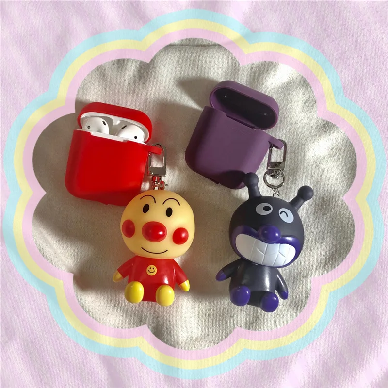 

New Cartoon Anpanman Keychain Silicone Case for Apple Airpods Cover Bluetooth Headset